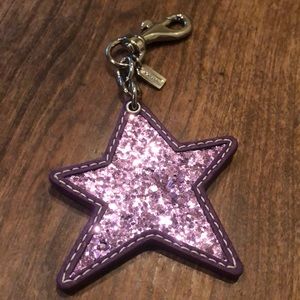 Coach Purple Glitter Star Keychain
